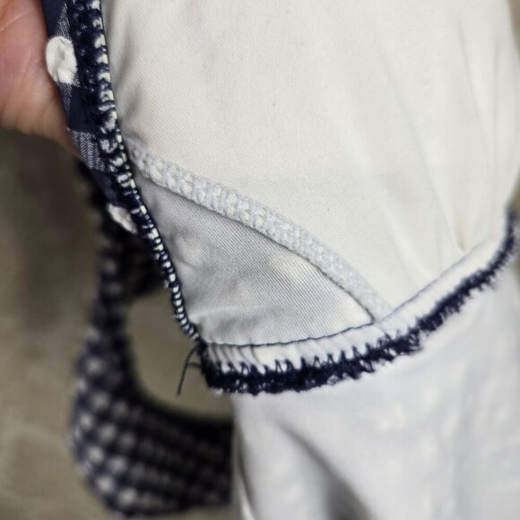 J Crew Size 8 Blue White Gingham Check One Piece Swimsuit Adj Ruffle Straps - Picture 12 of 13